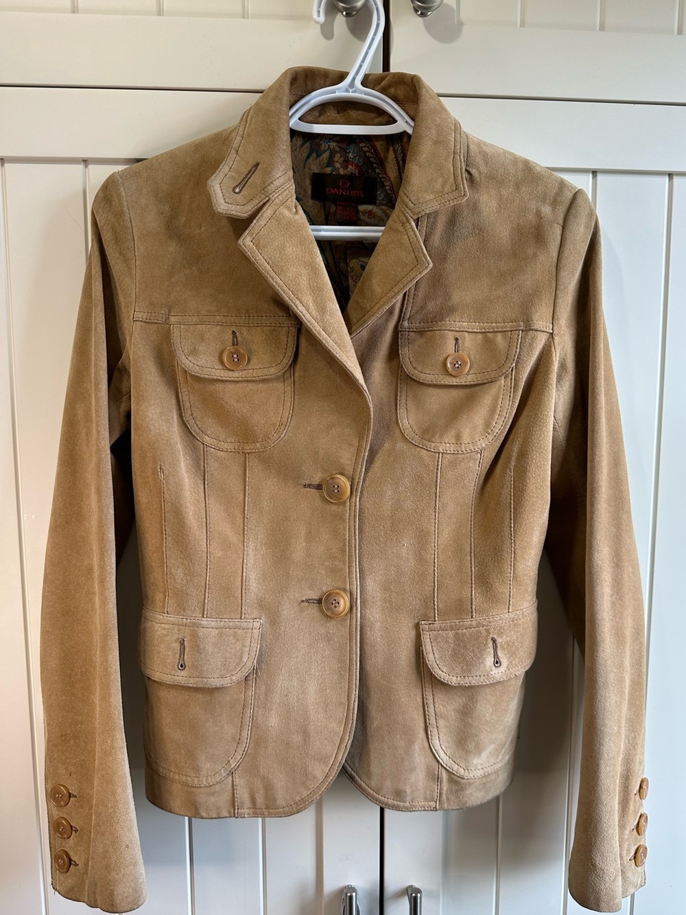 Danier Tan Suede Button-Front Leather Jacket